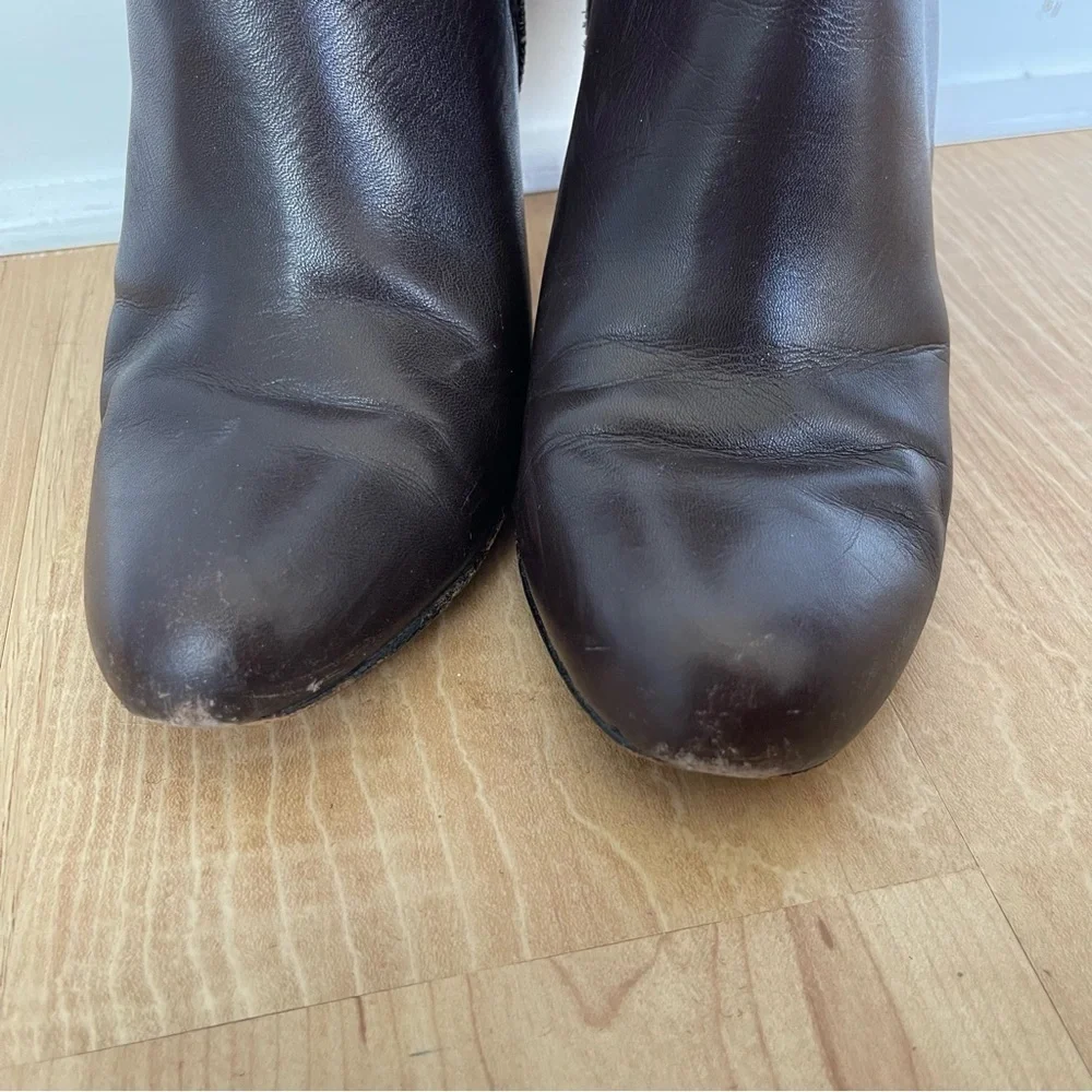 Coach Brown Biancca Bootie Soft Calf Leather Round Toe Boot Stiletto Shoe